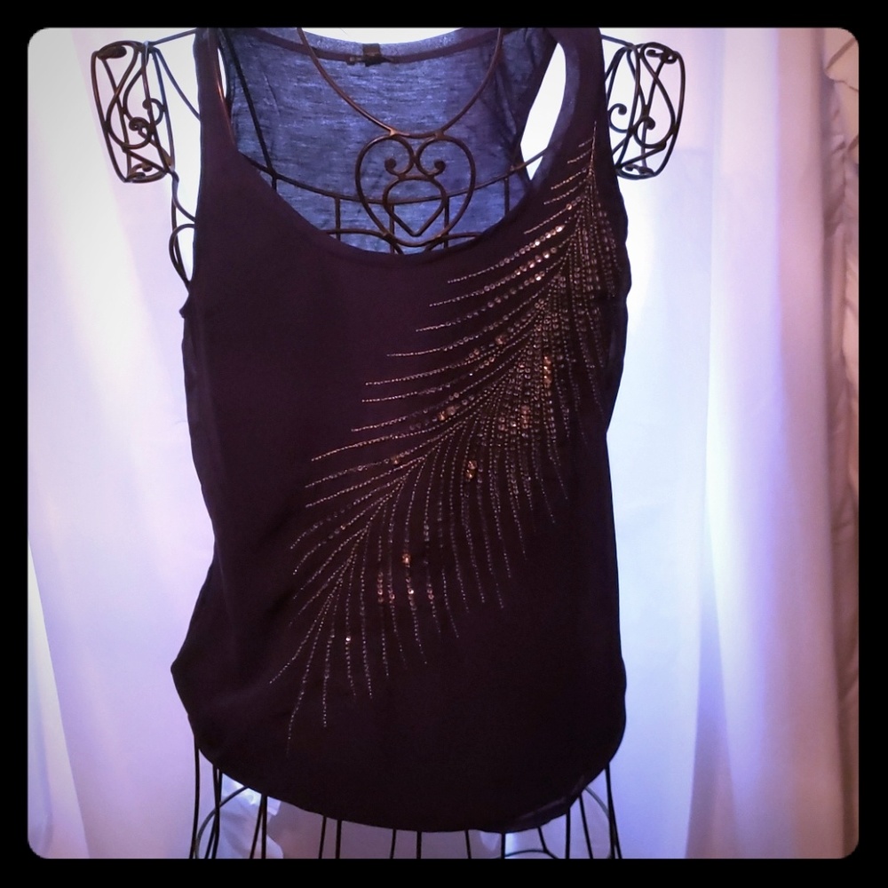 Beaded feather tank top